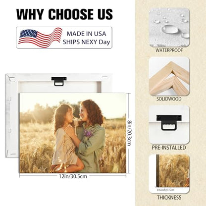 Custom Canvas Prints with Your Photos, Personalized Wall Art for Home Decor - size: 12"L x 8"W