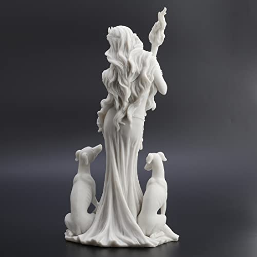 Veronese Design 13 3/8 Inch Hecate Greek Goddess of Magic with her Hounds Resin Sculpture Marble White Finish - color: White, size: Large