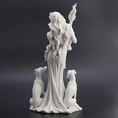 Veronese Design 13 3/8 Inch Hecate Greek Goddess of Magic with her Hounds Resin Sculpture Marble White Finish - color: White, size: Large