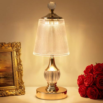 Gold Crystal Battery Operated Rechargeable Lamp Cordless, Dotted - color: Gold-Dotted