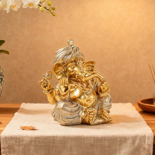 Turbaned Ganesha Resin Statue – Ideal for Entranceways, Weddings, and Other Occasions. Symbolizes Auspiciousness, Repels Negative Energy, and Balances Feng Shui.