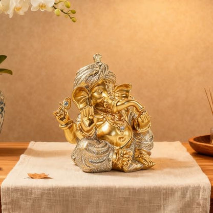 Turbaned Ganesha Resin Statue – Ideal for Entranceways, Weddings, and Other Occasions. Symbolizes Auspiciousness, Repels Negative Energy, and Balances Feng Shui.