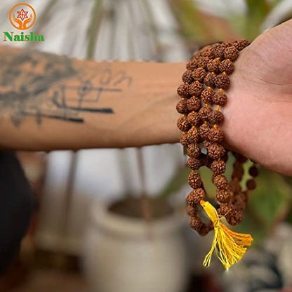 NAISHA Rudraksha Bracelet & Mala Set of 2, 5 Mukhi 108+1 Prayer Beads