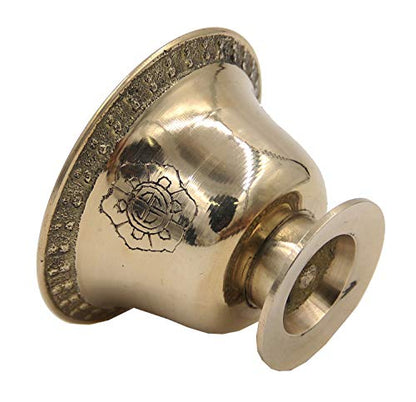DharmaObjects Ghee Lamp Holder Candle Holder Tibetan Brass Oil Butter Lamp Buddhist Supplies (Medium)