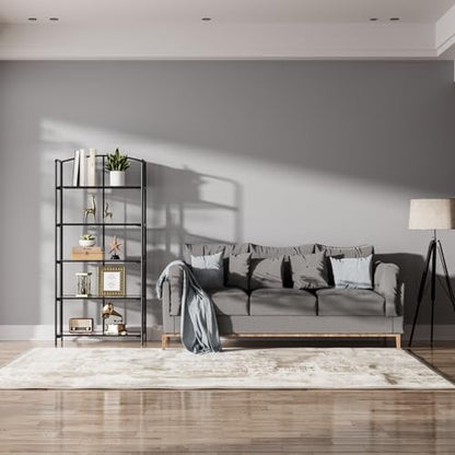 Crofy 5-Tier Wider Foldable Bookshelf, Black Frame & Transparent Shelves - color: Black Frame & Transparent Shelf, size: 5 Tier Wider