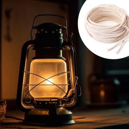 32.8 Ft Oil Lamp Wicks, 1/8 Inch Round Cotton Wicks for Oil Lamps Braided Candle Replacement Wick for Alcohol Kerosene Lamp DIY Handmade Candle Making Supplies