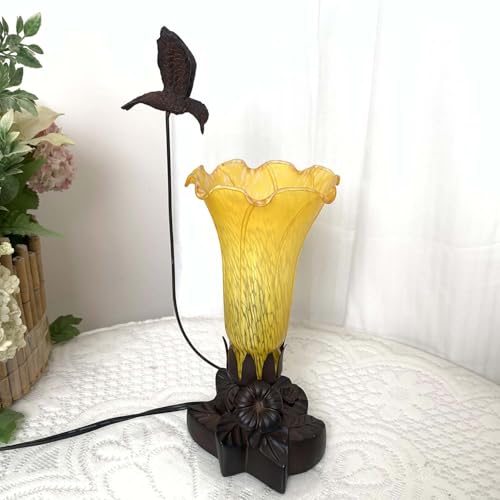 Bieye LS98 Lily Flower Blown Glass Lampshade (Yellow, Opening I.D. 1.26" x O.D. 1.5") - color: Yellow, size: Large I.D. 1.26" x O.D. 1.5"