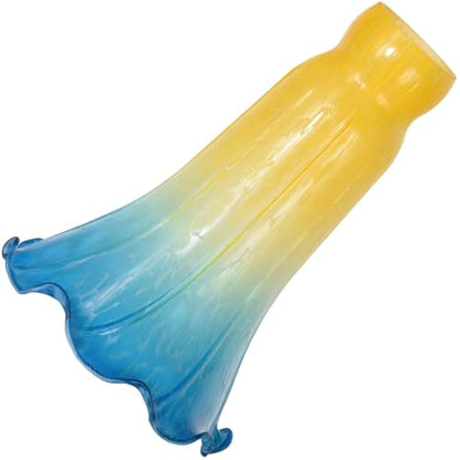 Bieye LS14 Lily Flower Blown Glass Lampshade (Yellow Blue, Opening I.D. 1.26" x O.D. 1.5") - color: Yellow Blue, size: Large I.D. 1.26" x O.D. 1.5"
