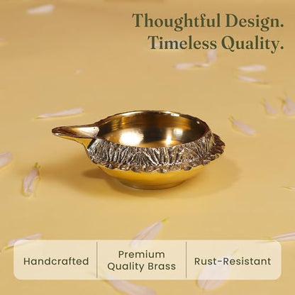 Fine Living Kuber Brass Diyas for Pooja Set of 4, 2.75Inch, Gold Finish - style: Kuber Diya Set of 4
