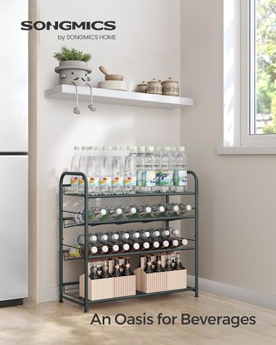 SONGMICS 4-Tier Stackable Metal Shoe Rack, Holds Up to 16 Pairs of Shoes - color: Grey, size: 4 Tiers (27"W)