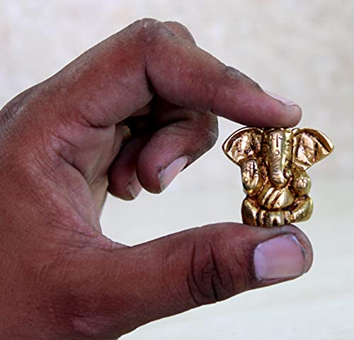 eSplanade Brass Ganesha Idol for Car Dashboard God Idol - 2" Inches Ganesha Murti for Desk Decor, Ganapati Statue, Ganapathi Sculpture | Antique Decor Item | Home Decor Gift Showpieces - style: Ganapati