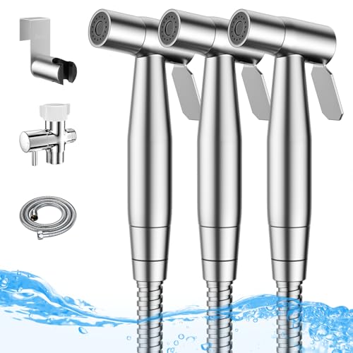 Arofa 3 Pack Handheld Bidet Sprayer for Toilet, Adjustable Water Pressure - color: Brushed Nickel, size: 3 Pack