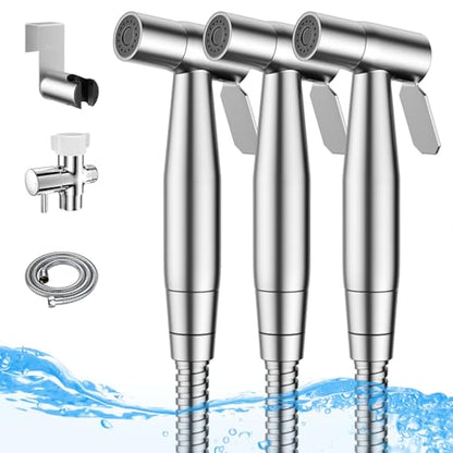 Arofa 3 Pack Handheld Bidet Sprayer for Toilet, Adjustable Water Pressure - color: Brushed Nickel, size: 3 Pack