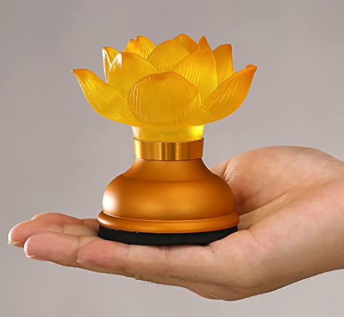 1 Pair - LED Glazed Lotus Buddhist Lamp USB Rechargeable - 3.5 inches - color: Copper Gold, size: 3.5 inches