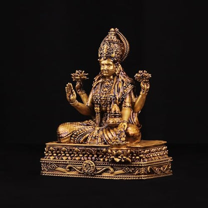 Artarium Lakshmi Idol Statue 6 Inch Antique Finish, Goddess Lakshmi Murti, Hindu Goddess of Wealth & Prosperity Figurine for Home Temple, Pooja Mandir, Office Desk, Meditation Altar & Spiritual Gift - color: Shree Laxmi (6 Inch)