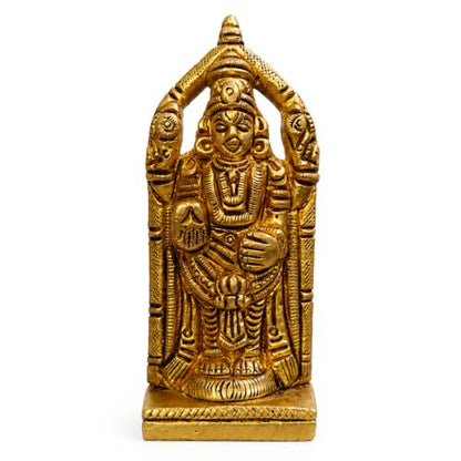 Brass Lord Venkateswara Statue 3" inch | Handcrafted Tirupati Balaji Idol | Hindu God Vishnu Murti for Home Temple, Puja Room & Spiritual Decor | South Indian Religious Gift for Devotees