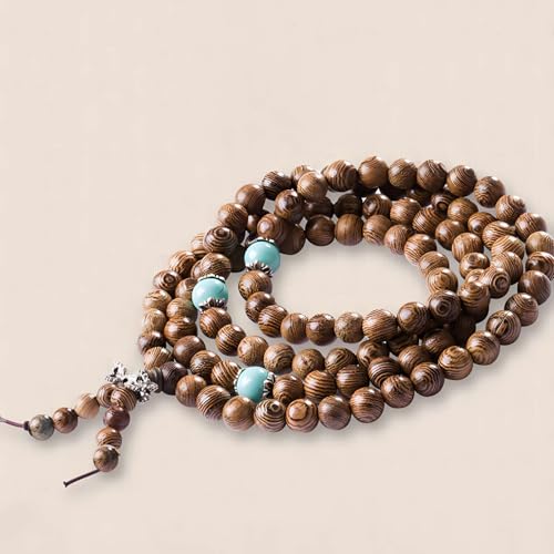 Zen Dear Unisex Natural Wenge Wood Mala Prayer Beads Necklace Bracelet Beads Meditation Buddhist Japa Rosary Mala Bead Yoga - style: 8mm 108 beads special