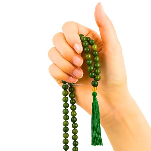 Green Jade Mala Beads - 108 Prayer Beads for Meditation, Plain - color: Green Jade, style: Plain