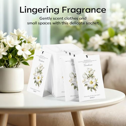 MYARO 12 Pack Gardenias Scented Sachets, Closet Deodorizer Car Freshener - color: Gardenias, size: 12 Packs