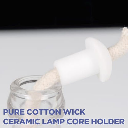 10 PCS Oil Lamp Wicks - Round Cotton Oil Candle Wicks with Glass Tube Holder, Replacement Wick for Oil Lamps, Emergency Lighting and Laboratory Use