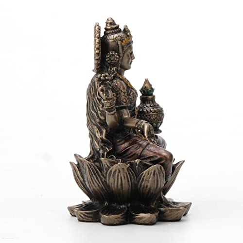 Veronese Design 3 3/8" Lakshmi Sitting on Lotus Spiritual Resin Statue Painted Bronze Finish