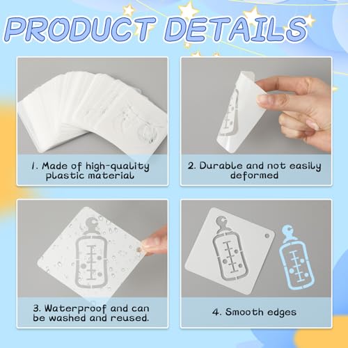 Augshy 56Pcs Baby Shower Stencils for Onesies, 3 inch Reusable Painting DIY - style: Baby Shower