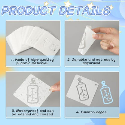 Augshy 56Pcs Baby Shower Stencils for Onesies, 3 inch Reusable Painting DIY - style: Baby Shower