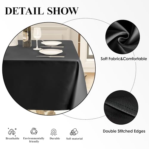 1 Pack Black Square Tablecloths 52x52 Inch for Dining Tables - color: Black, size: 52" x 52" (Square)