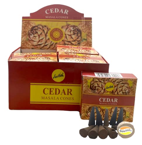 Sreevani Natural Masala Incense Cones and Holder Bundle, 120 Cones Total, Cedar