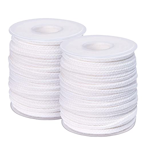 QPZ 200 ft Braided Candle Wicks 100% Cotton 50 PLY for Candle Pillars in 5 1/5" Dia, for Paraffin Wax Soy Beeswax Candle Making, Sold Separately 200 PCS Candle Wick Sustainer Tabs Metal 14mm - size: 50 PLY 200 ft Wick