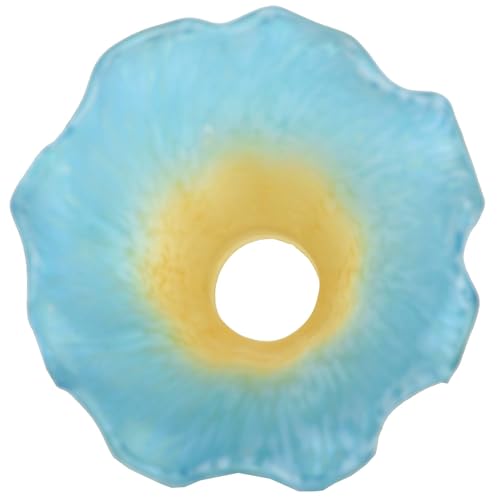 Bieye LS14S Lily Flower Blown Glass Lampshade (Yellow Blue, Opening I.D. 0.87" x O.D. 1") - color: Yellow Blue, size: Small I.D. 0.87" x O.D. 1"