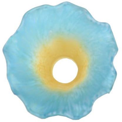 Bieye LS14S Lily Flower Blown Glass Lampshade (Yellow Blue, Opening I.D. 0.87" x O.D. 1") - color: Yellow Blue, size: Small I.D. 0.87" x O.D. 1"