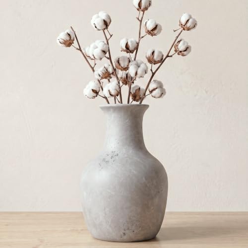 Large Handmade Retro Grey Ceramic Vase, Height 10.2 inches, Decorative Vase - color: 10.2"h-vintage Grey