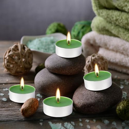 100 Pack Scented Tealight Candles 4 Hours, Spring Aromatherapy Candles for Votive Home, Wedding Holiday and Emergency (Dark Green) - color: Green, size: 100 Pack