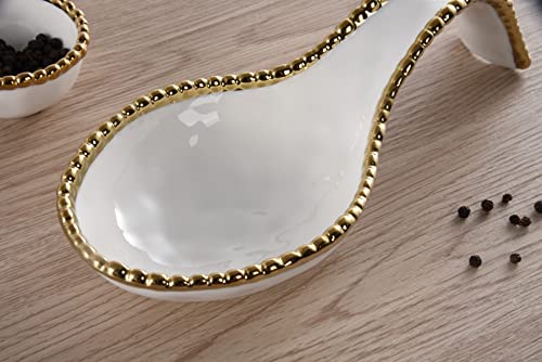 Pampa Bay Golden Salerno Spoon Rest - color: White with Gold trim