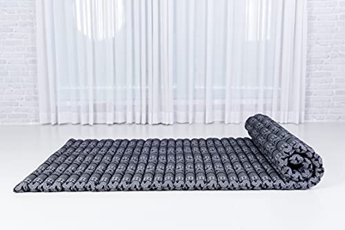 Leewadee Wide Thai Roll Mat 75 x 39 inches Kapok Firm - color: Cbt3 - Black, size: L: 75x39"
