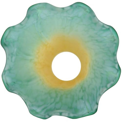 Bieye LS17S Lily Flower Blown Glass Lampshade (Yellow Cyan, Opening I.D. 0.87" x O.D. 1") - color: Yellow Cyan, size: Small I.D. 0.87" x O.D. 1"