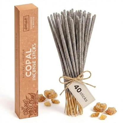 Copal Incense Sticks, 40 Pcs, Handmade White Copal Resin from Mexico