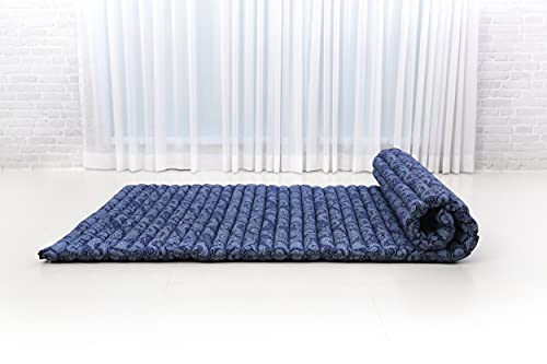 Leewadee Wide Thai Roll Mat 75 x 39 inches Kapok Firm - color: Cbt1 - Blue, size: L: 75x39"