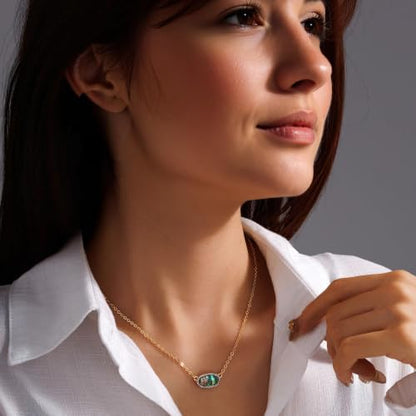 SEADAY Dainty Gold Necklace for Women, 14K Gold Plated Necklace - color: Iridescent Abalone