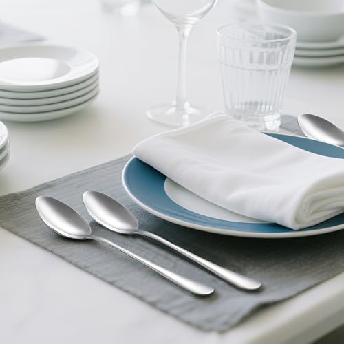 16 Pcs Dinner Spoons Set, 7.32" Tablespoons Set Spoons Silverware 304 Premium Food Grade Stainless Steel Spoons Kitchen Dessert Spoon Set Mirror Finish & Dishwasher Safe,Use for Home,Restaurant