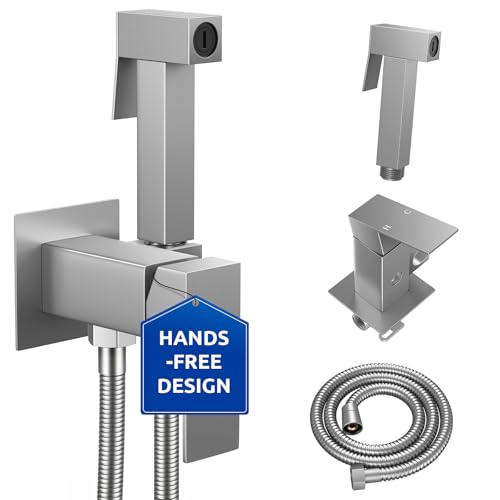 Arofa Built-in Hot and Cold Bidet Sprayer for Toilet, Warm Water Bidet - color: Brushed Nickel, size: Built-in Hot & Cold Water Modes-Square