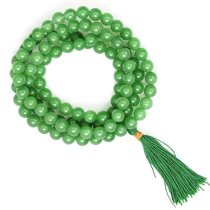 Amazing Gemstone Green Aventurine Mala Beads - 108 Prayer Beads for Meditation and Mindfulness Practice, Handcrafted Mala Beads with Natural Gemstones for Spiritual Healing and Relaxation (Plain) - color: Green Aventurine, style: Plain