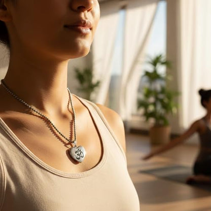 1" Stainless Steel Necklace Charms | Third Eye Vision | Peace Symbol | Finding Your Self | Yin & Yang | Moon Cat | Turtle Power | Flower of Life | | OM | Mystical Spiritual Protection, for Men & Women - style: OM Heart Silver