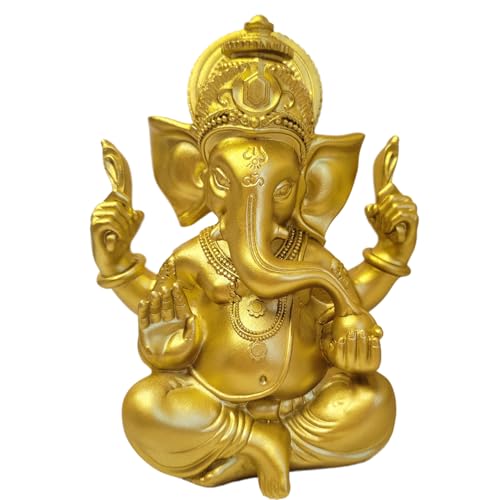 Indian God Lord Ganesha Statue,Hindu Elephant Statue Ganpati Idol Buddha Sculptures,Hindu Gift,Home Temple Mandir Meditation Yoga Room Decor 7.87"(Gold) - color: Gold, size: 7.87"
