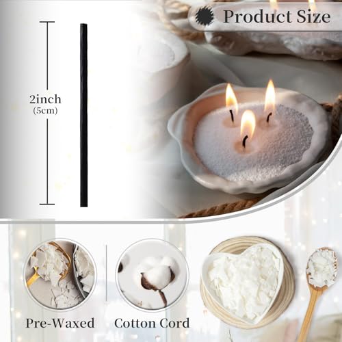 Pearled Candle Wick 2.2 Inch Black Cotton Wicks 400-Pack Premium Metal-Free & Lead-Free Candle Wicks for Candle Making - color: Black-2.2 Inch-400pcs