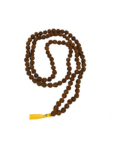 Rudraksh Mala Himalayan Rudraksha Religious for Wearing and Japa Mala 8 MM 5 Mukhi Mala, 108 Beads Mala Rosary Garland Hand Knotted mala for Healing and Meditation Prayer Jaap Wrist Mala