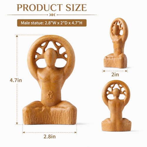 Horned God & Spiral Goddess Statue - Triple Goddess Figurine, Hecate, Cernunnos, Pan, Gaelic, Wicca Pagan Witchcraft Altar Decor, Unique Home Art (Horned God)