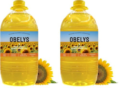 Obelys High Oleic Sunflower Oil | 1.3 Gallon Jug - Neutral Oil For Medium to High Heat Cooking, Non-GMO, Kosher, Cholesterol Free | 5L / 169 Oz (Pack of 2) - size: 169 Fl Oz (Pack of 2)
