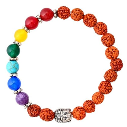 LOVENSPIRE Gold-plated 5 Face Original rudraksha beads Bracelet for Men – Panchmukhi Spiritual Wrist jewelry for Meditation & positive Energy - color: Healing Stones Mix